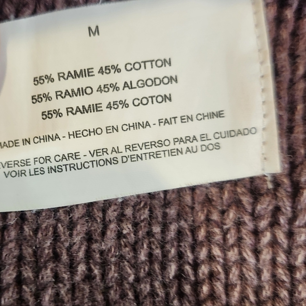 Vintage America Jeans Cotton Ramie Purple Thick Cable Sweater Vest Size Medium - Picture 3 of 6